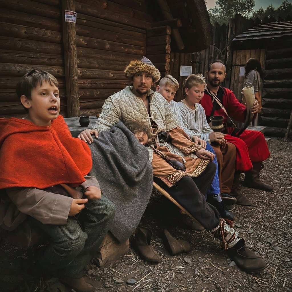 Belemnit na 15. Raciborskim Festiwalu Średniowiecznym – rodzina w strojach historycznych
